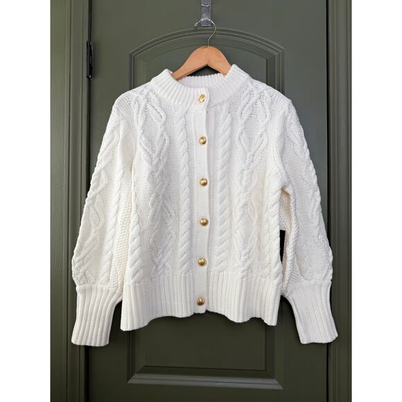 NWT Tuckernuck Ivory Cotton Colette Cable Knit Cardigan Cream Off-White Cozy XXL - Picture 3 of 9